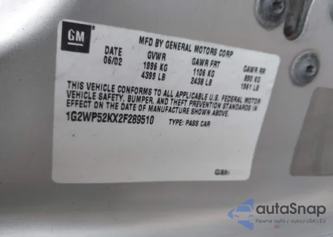 2002 Pontiac Grand Prix Gt из США, поврежденный, VIN 1G2WP52KX2F289510